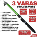 Super Kit 3 Varas + 3 Molinetes com Caixa Completa