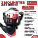 Super Kit 3 Varas + 3 Molinetes com Caixa Completa